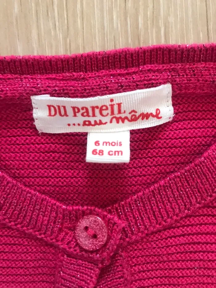 Gilet rose fuchsia irisé 6 mois - photo numéro 4