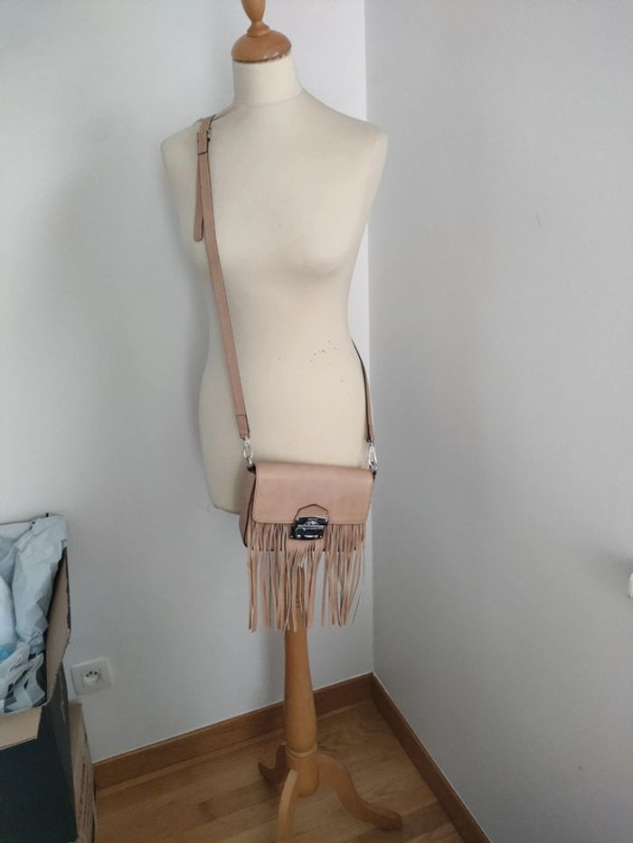 sac chic Abro beige neuf cuir franges - photo numéro 8