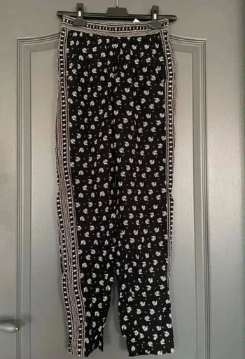 Pantalon toile resserré noir & bordeaux & blanc 34/XS - Clockhouse