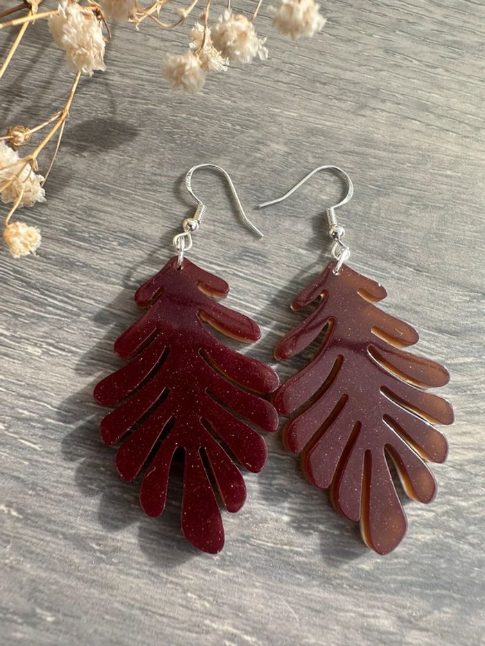 Boucles d'oreilles feuilles - photo numéro 2