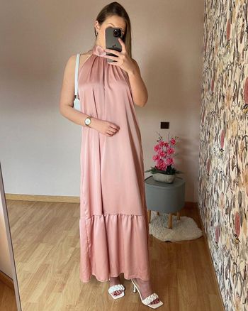 Robe longue rose