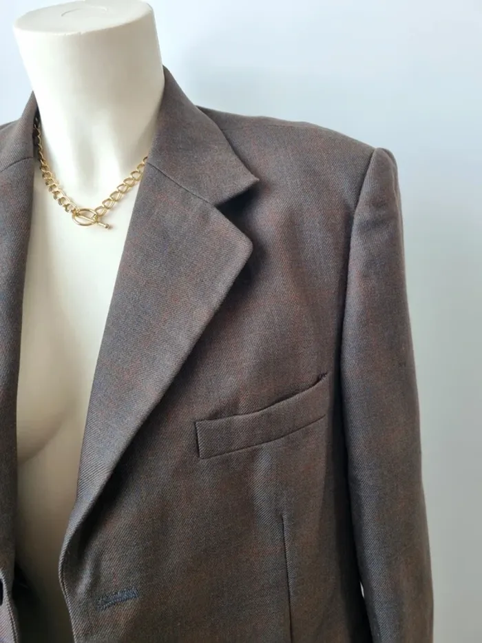 Blazer marron vintage en laine peignée - photo numéro 10