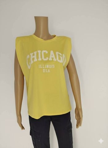 Top jaune à épaulettes "Chicago Illinois - New Collection - Taille Unique - Neuf