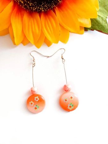 Magnifique paire de boucles d'oreilles pendantes orange