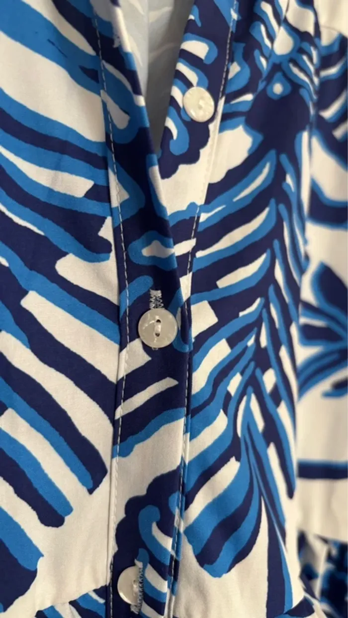 Jolie robe fluide blanche et bleu motifs - photo numéro 4