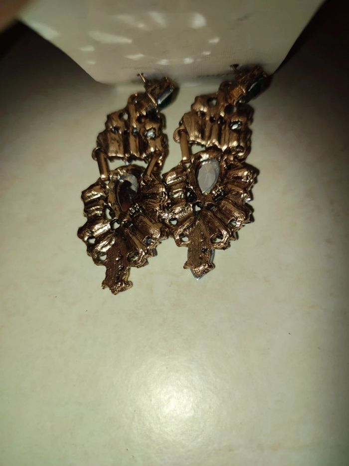 Boucles d'oreilles vert émeraude - photo numéro 2