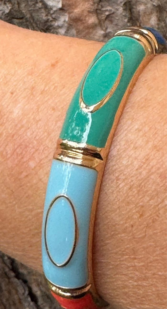 Jonc qui s’ouvre Mile  Mila acier inoxydable or résine multicolore - photo numéro 8