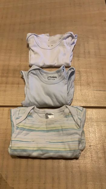 Lot de 3 bodies manches courtes 12 mois en très bon état