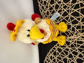 DOUDOU PELUCHE GIPSY COQ poule COCORICO SONORE oeuf jaune rouge 20cm