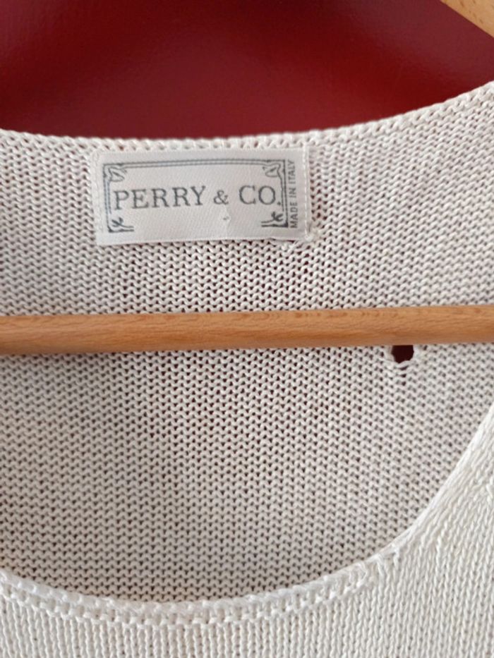 Top Perry & Co 100% coton tricoté t.M, couleur crème, made in Italy - photo numéro 3