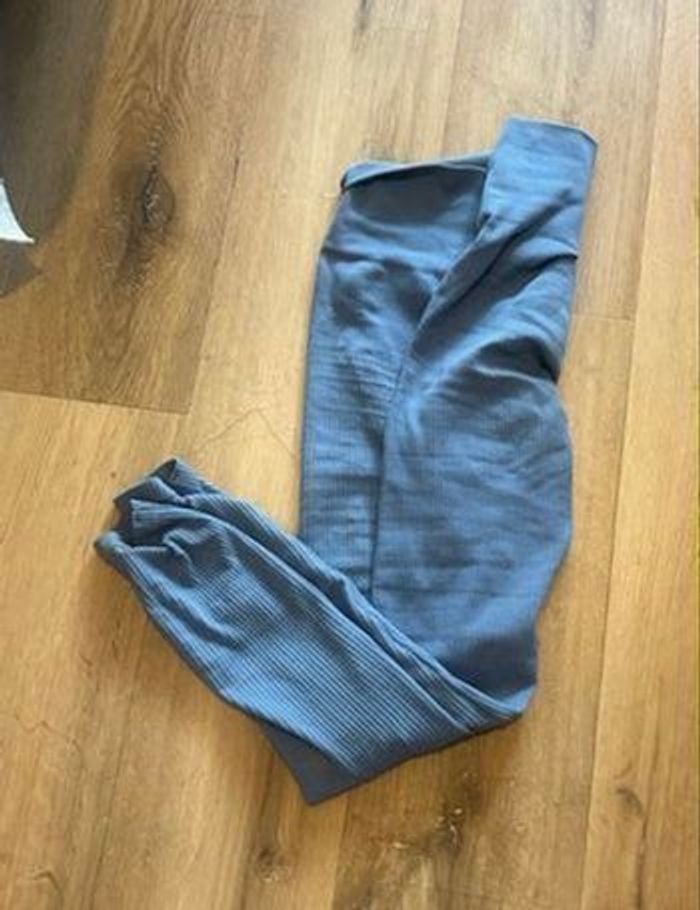 Legging bleu côtelé sans couture - photo numéro 6