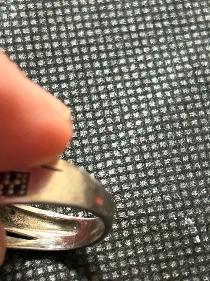 Jolie bague en argent massif avec pierres noires et blanches T. 50 femme TBE - photo numéro 6