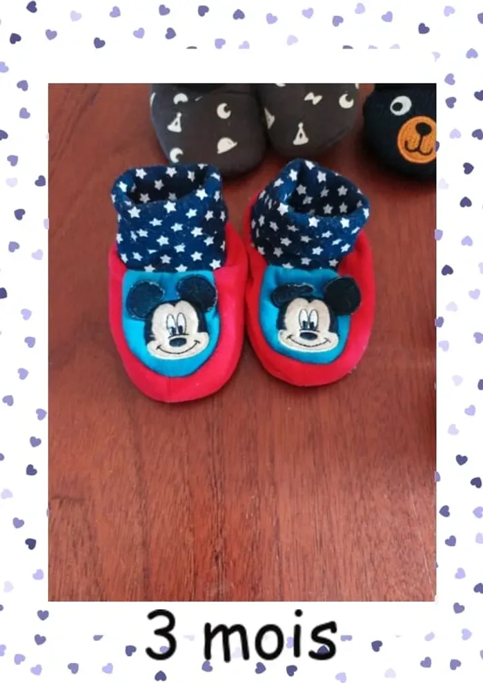Lot de 3 paire  chausson bébé dont Mickey - photo numéro 3