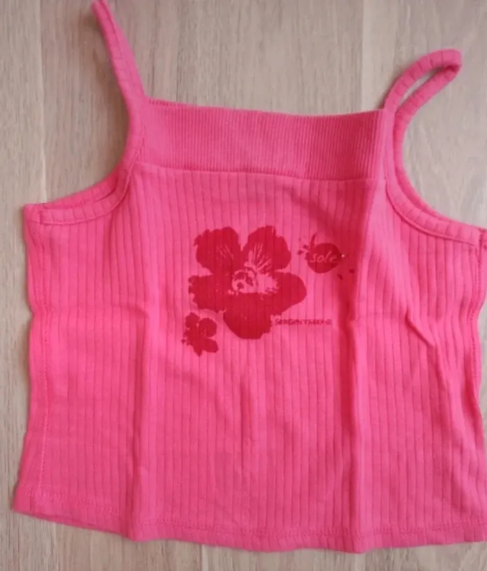 Débardeur rose sergent major 6 ans fleur Tahiti
