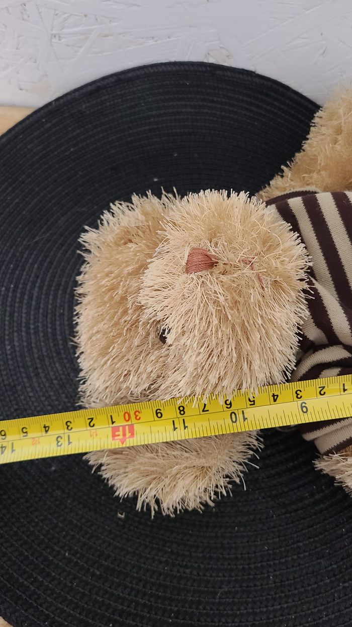 peluche ours beige tee shirt marron ligné - photo numéro 3