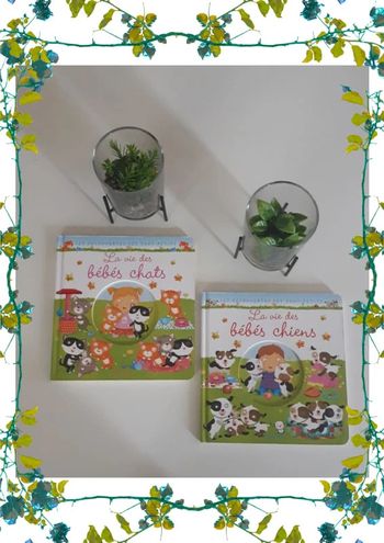 2 livres sur la vie des bébés chats et chiens