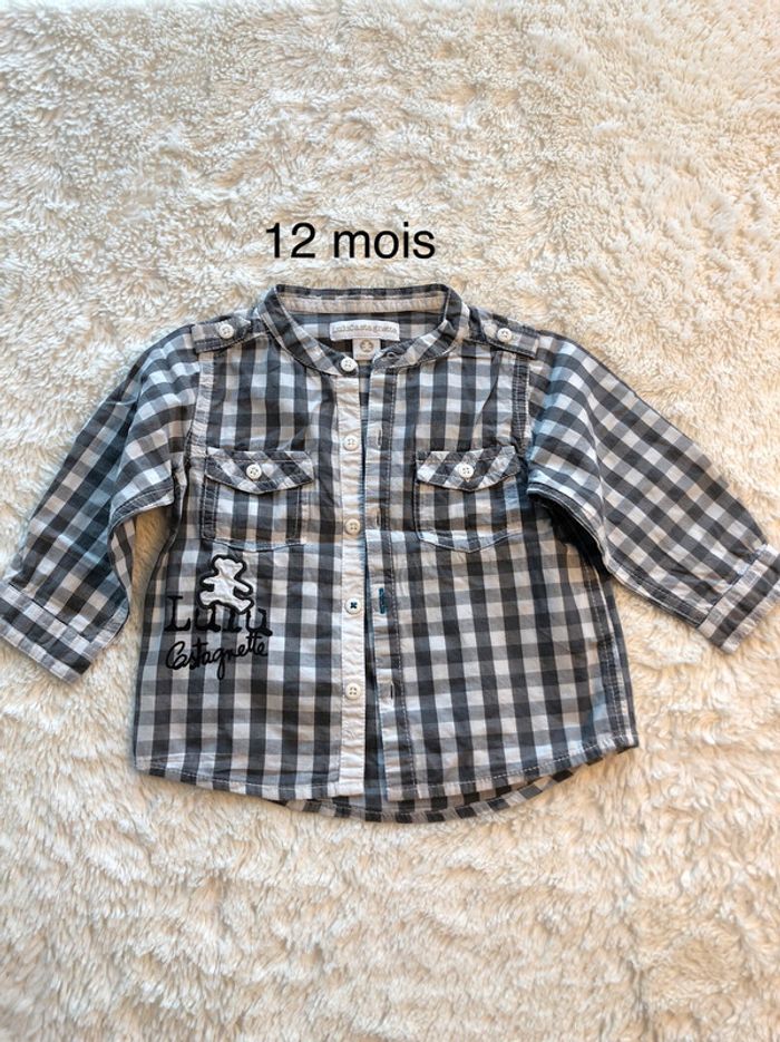 Chemise carreaux gris et blanc Lulu Castagnette