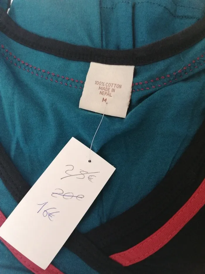 Robe mi longue bleu cache cœur manches longues  avec borderies fleurs / sans marque / (M) - photo numéro 5