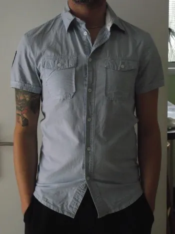 Chemise manches courtes bleu ciel