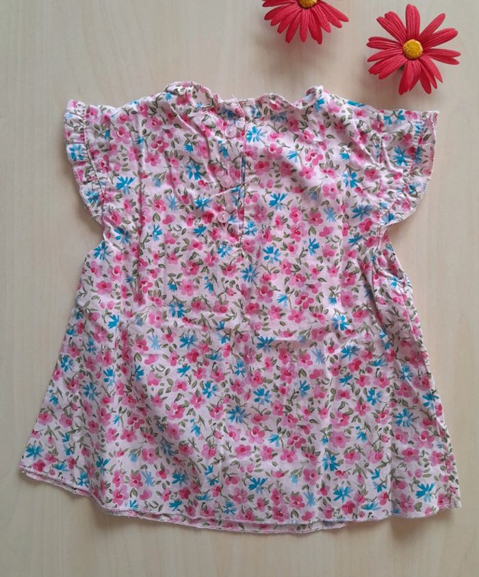 Blouse rose fleurie 12 mois - photo numéro 3