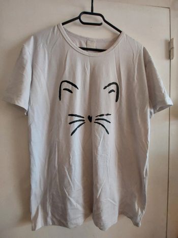 Tee-shirt blanc avec motif chat taille XXL