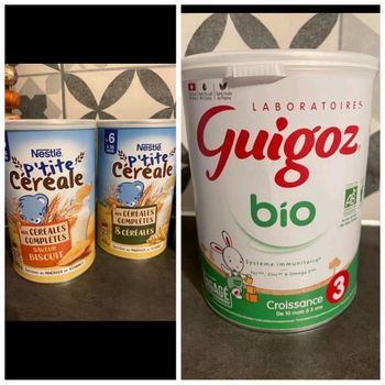 Lot lait poudre bébé guigoz bio croissance 3, 2 pack Céréales biberon tétine Lot lait poudre bébé guigoz bio croissance 3, 2 pack Céréales biberon tétine 