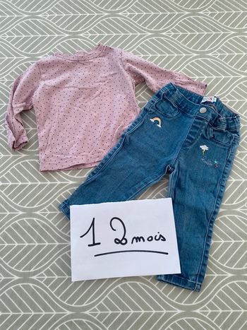 Bel ensemble jeans 12 mois haut