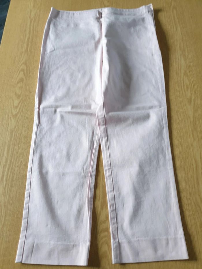 Pantacourt toile femme Lacoste T38 long 91cm rose claire - photo numéro 2