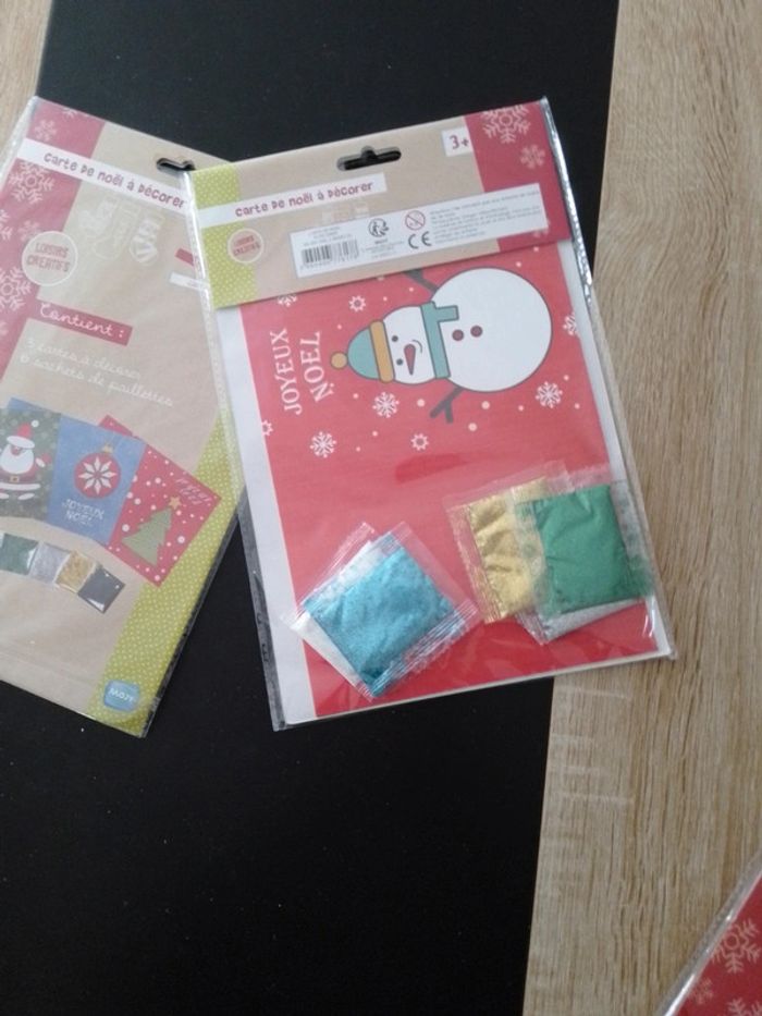 lot de 2 x3 cartes à paillettes à faire thème Noël neuf sous blister - photo numéro 2