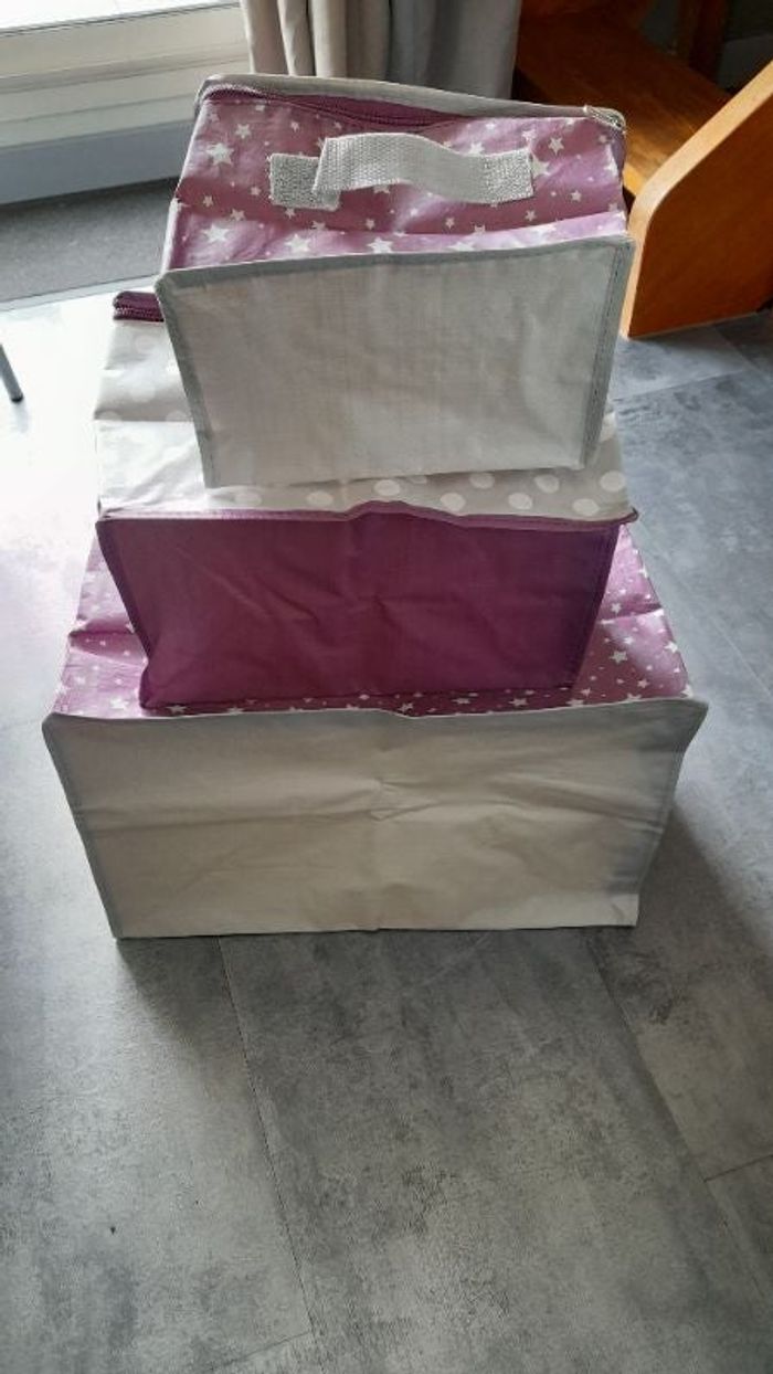 3 sacs de rangement violet et gris neufs