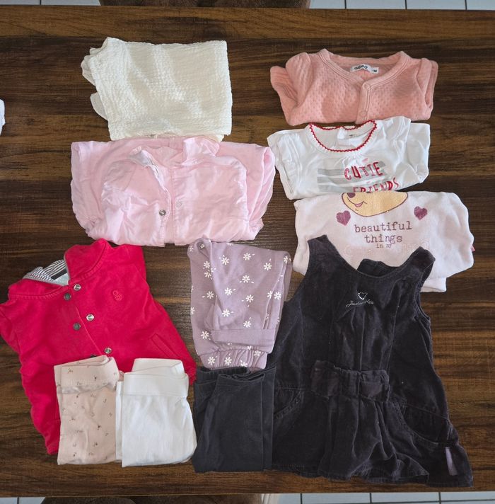 Lot bebe fille 1 mois 3 mois veste robe pyjama veste tee shirt - photo numéro 2