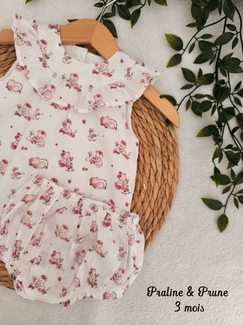 🌸 Robe + bloomer Mon premier Major, 3 mois 