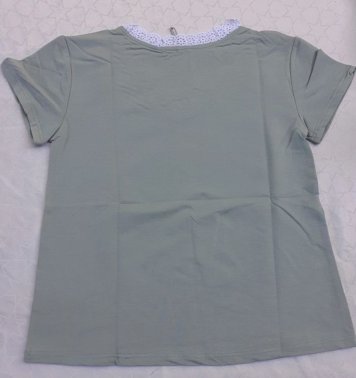 Sweat-shirt col V manches courtes broderie anglaise T42/44 - photo numéro 2