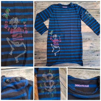 Robe chaude, Zadig & Voltaire, 6 ans, noire rayée bleu marine