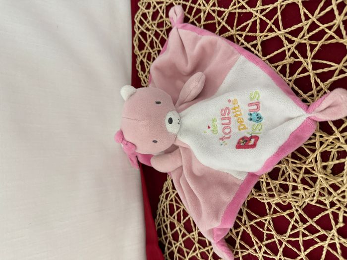 doudou ours rose blanc des touts petits bisous mots d'enfants - photo numéro 3