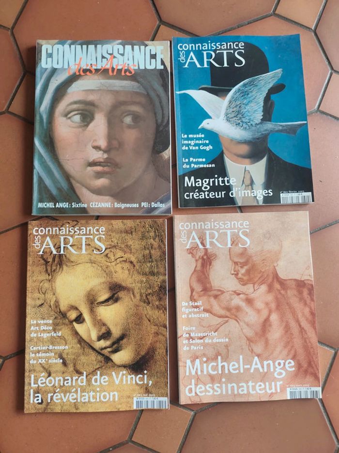 4 magazines 3€ le lot connaissance des arts Léonard de Vinci Michel ange Magritte