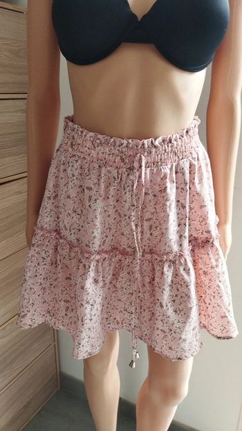 Jupe fleuris rose femme taille s