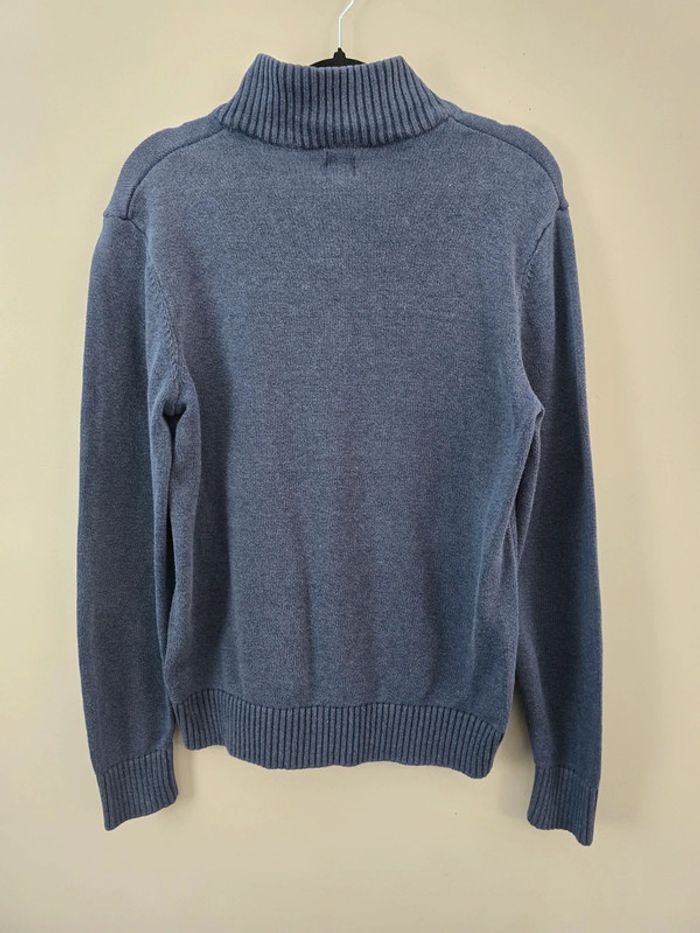 Pull Dockers bleu col montant zippé en maille texturée homme taille S - photo numéro 6