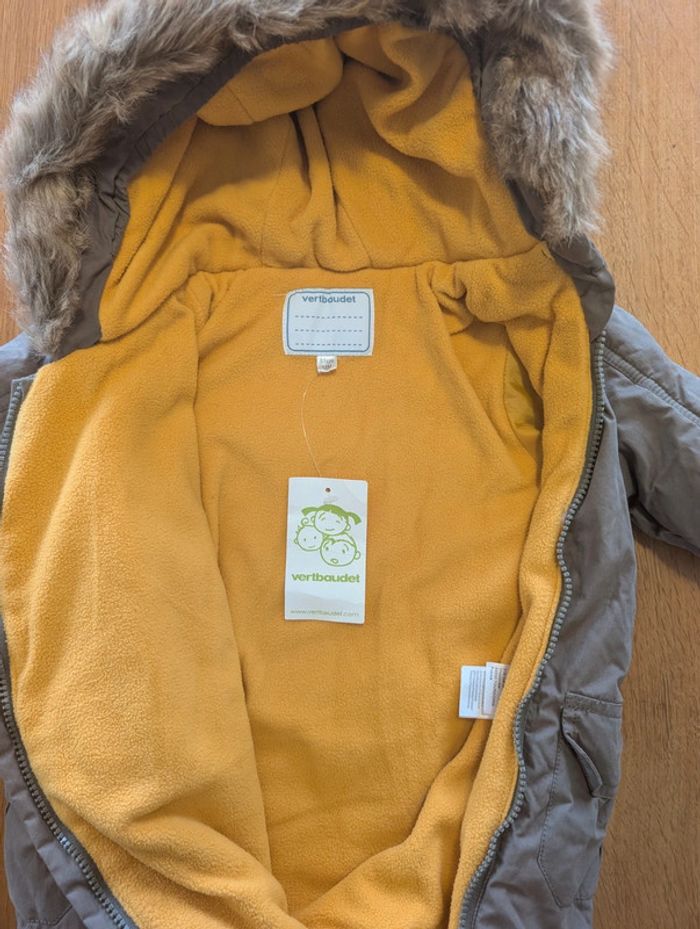 Combi pilote à capuche moufles et pied kaki et moutarde 18 mois - photo numéro 3