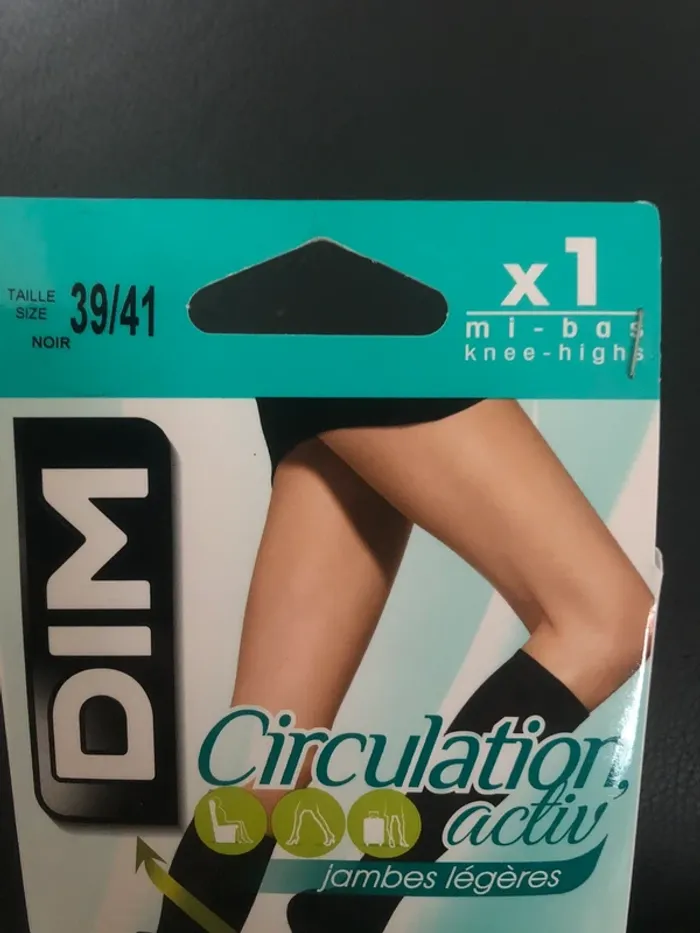 Mis-bas « dim » noirs jambes légères en coton P39-41 NEUFS - photo numéro 2