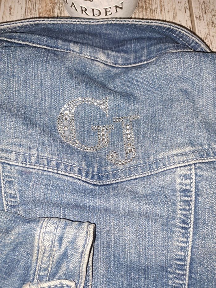 Veste en jean guess logo strass - photo numéro 5
