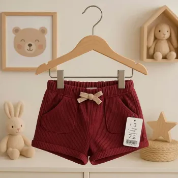 Short bébé fille en velours côtelé bordeaux Obaïbi – 6/9 mois