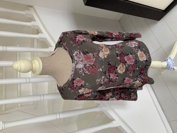 Blouse Manches Longues Promod Kaki Fleuri jaune et rose