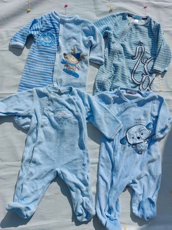 Lot de 4 pyjamas bleus 3mois