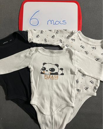 Lot de 3 bodys Gemo 6 mois