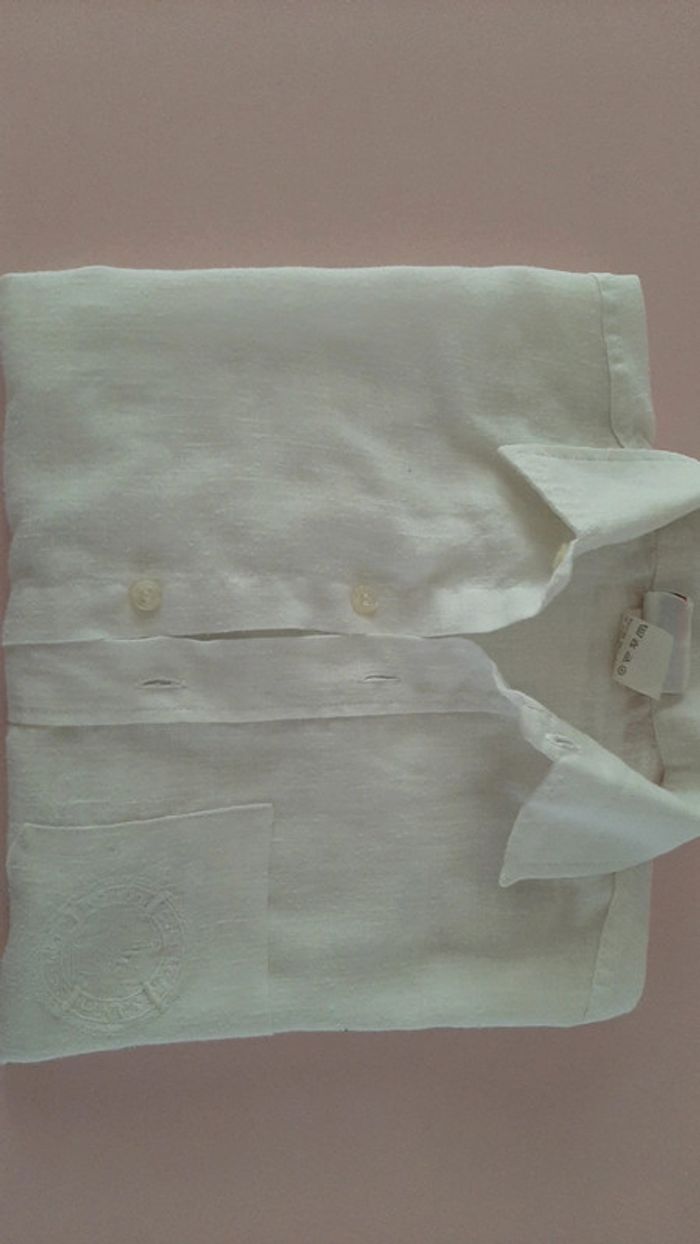 Chemise manches courtes garçon 8 ans creme