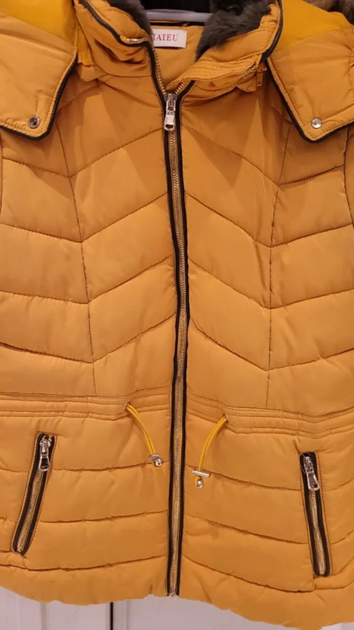 Blouson Doudoune moutarde capuche amovible - photo numéro 3