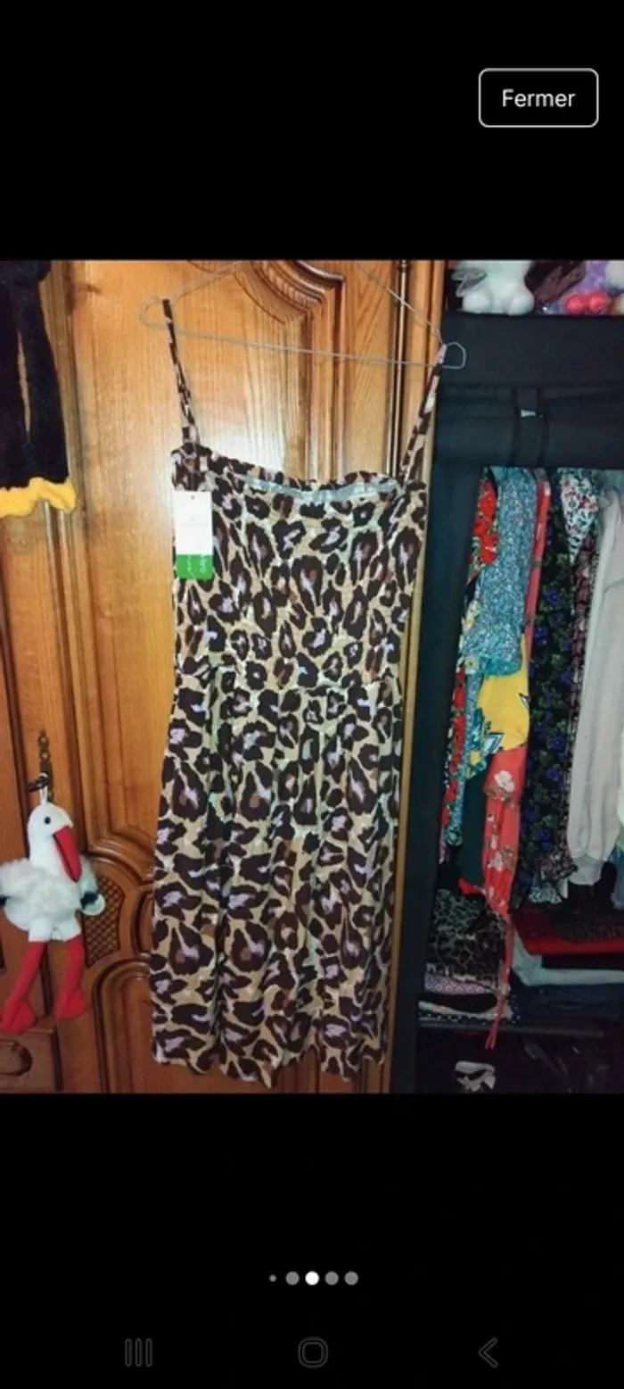 Robe à bretelles réglables imprimé léopard - photo numéro 5