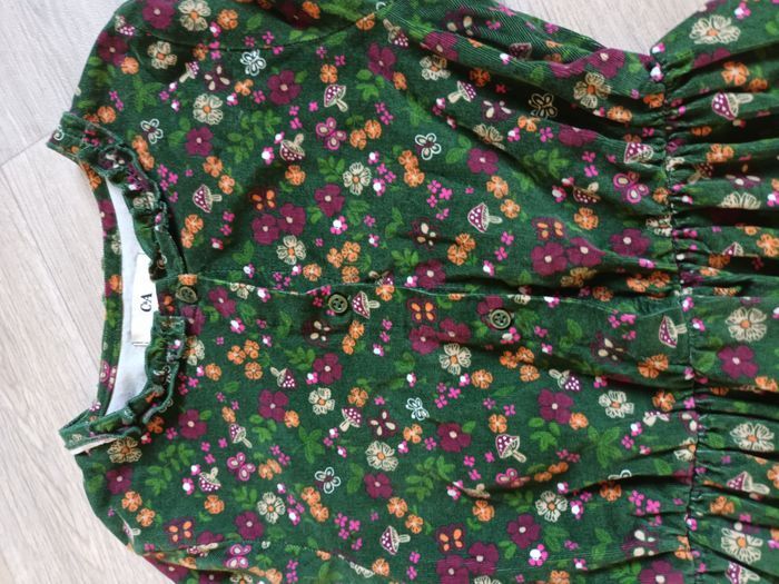 robe 10ans hiver neuf velours decor champignon fleur vert magnifique c& a - photo numéro 2