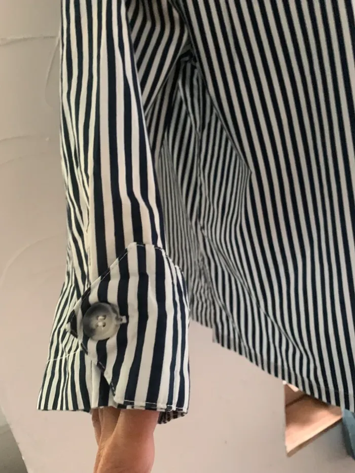 Chemise Zara oversize rayé bleu et blanc taille L - photo numéro 7